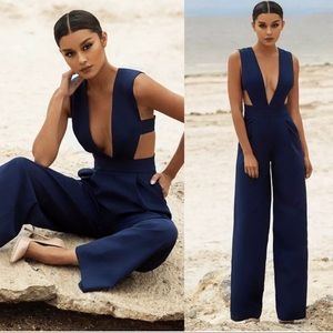 House of CB Lasalle Navy Cut Out Jumpsuit L